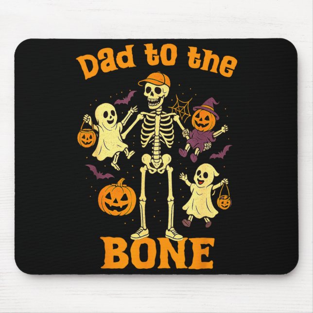 Funny Dad To The Bone Skeleton With Kids Halloween Mouse Pad (Front)