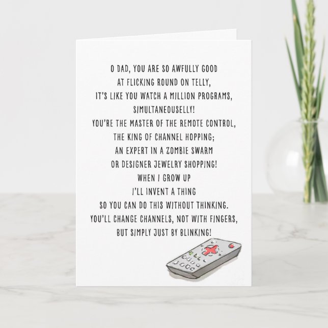 Funny Dad TV Sports Fan Valentine Card (Front)
