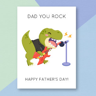 Funny Dad You Rock Dino Pun Father's Day Card