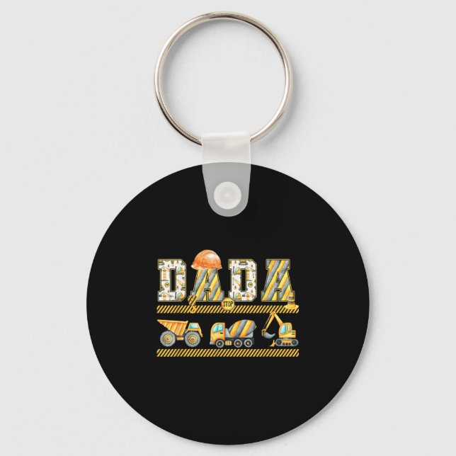 Funny Dada Construction Excavator Kids Matching Fa Keychain (Front)