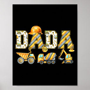 Funny Dada Construction Excavator Kids Matching Fa Poster