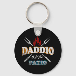 Funny Daddio Of The Patio Fathers Day Bbq Grill Qu Keychain