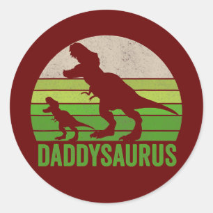Funny Daddy Dinosaur Daddysaurus Fathers Day s  Classic Round Sticker
