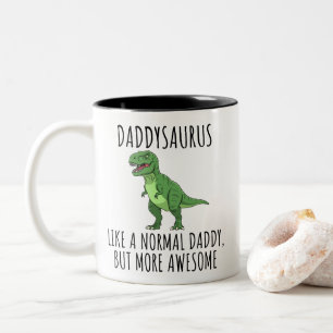 Funny Daddy Dinosaur Daddysaurus Two-Tone Coffee Mug