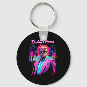 Funny Daddys Home White House Trump Pink 2024 Retr Keychain