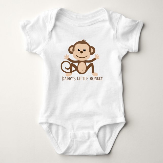 funny Daddy's little monkey add text Baby Bodysuit (Front)