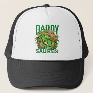Funny Daddysaurus T-Rex Dinosaur Dad & Kid Gift Trucker Hat