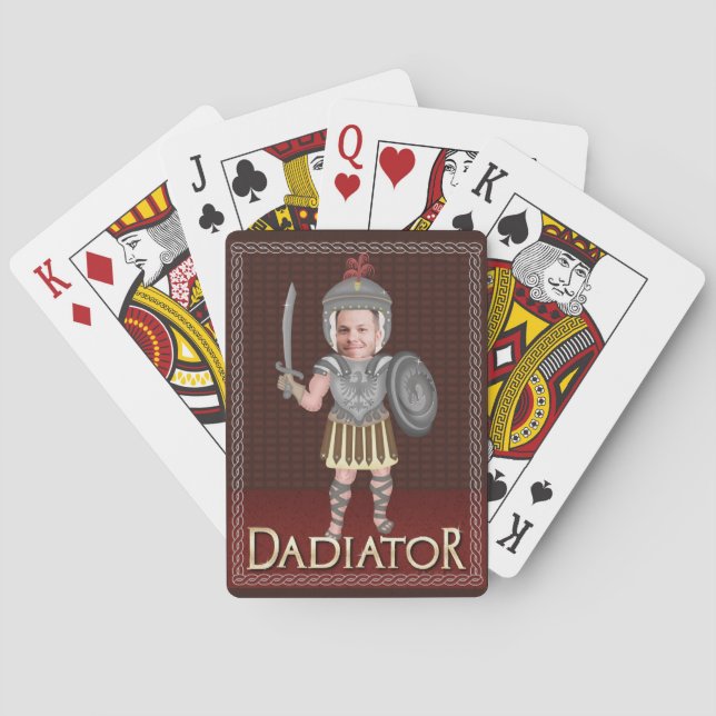 Funny Dadiator Father's Day | Custom Dad Photo Playing Cards (Back)