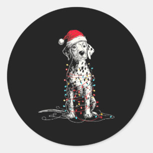 Funny Dalmatian Christmas Graphics Dog Lights Love Classic Round Sticker