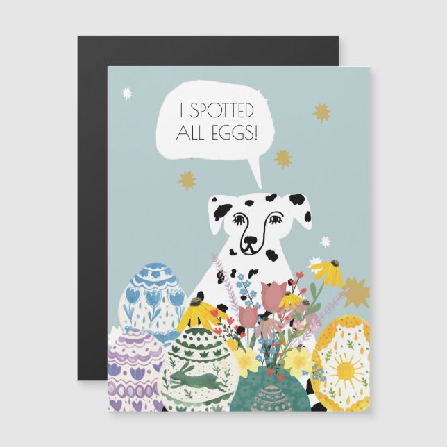 Funny Dalmatian Dog Abstract Eggs Happy Easter  (Front/Back)