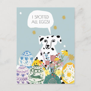 Funny Dalmatian Dog Abstract Eggs Happy Easter  Postcard