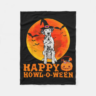 Funny Dalmatian Dog Halloween Happy Howl-O-Ween Fleece Blanket