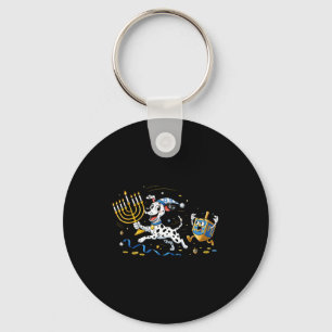 Funny Dalmatian Dreidel Menorah Hanukkah Kids Wome Keychain
