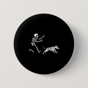 Funny Dalmatian Running Skeleton Halloween 2 Inch Round Button