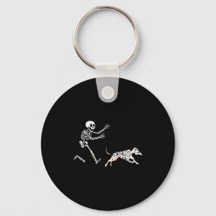 Funny Dalmatian Running Skeleton Halloween  Keychain