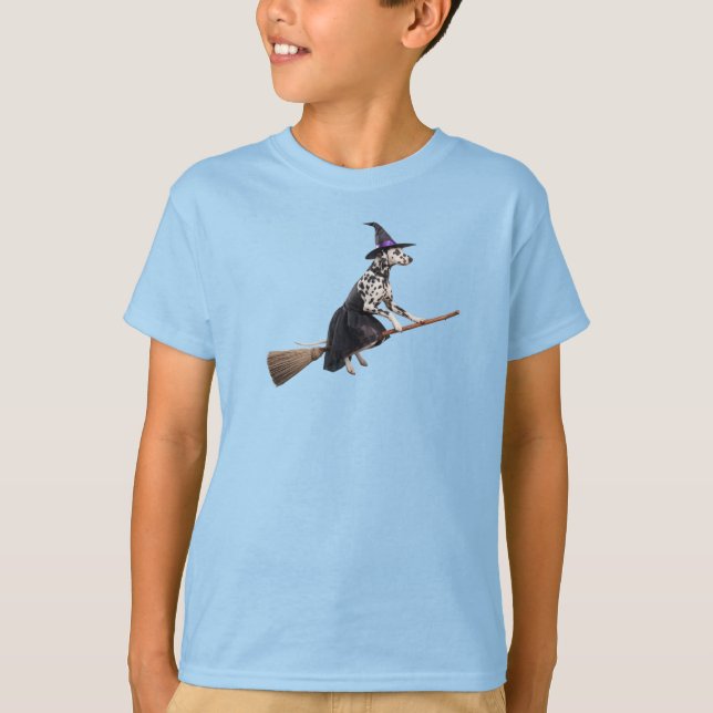 Funny Dalmatian Witch Kids' T-Shirt (Front)