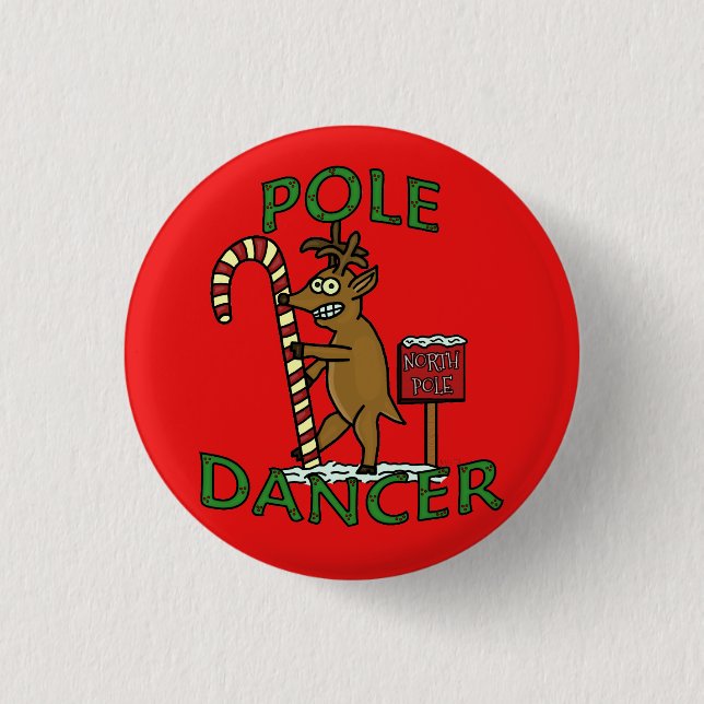 Funny Dancer Christmas Reindeer Pun 1 Inch Round Button (Front)