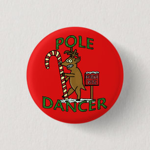 Funny Dancer Christmas Reindeer Pun 1 Inch Round Button