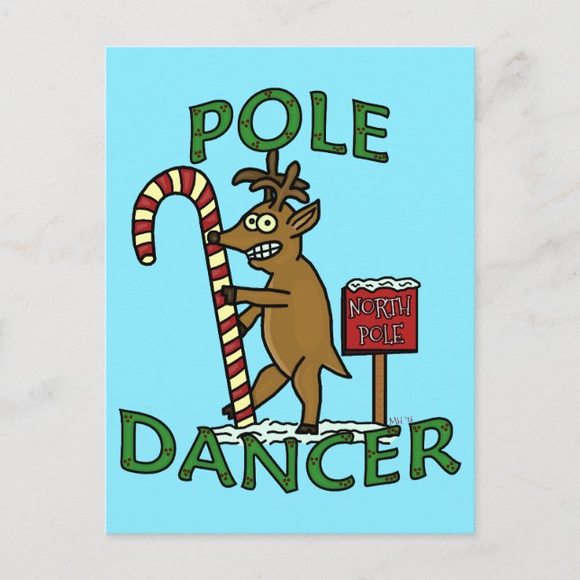 Funny Dancer Christmas Reindeer Pun Holiday Postcard (Front)