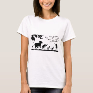 Funny Dancing Animals Cow Chicken Goat Silhouette T-Shirt
