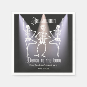 Funny Dancing Black Skeleton Halloween Party Napkin