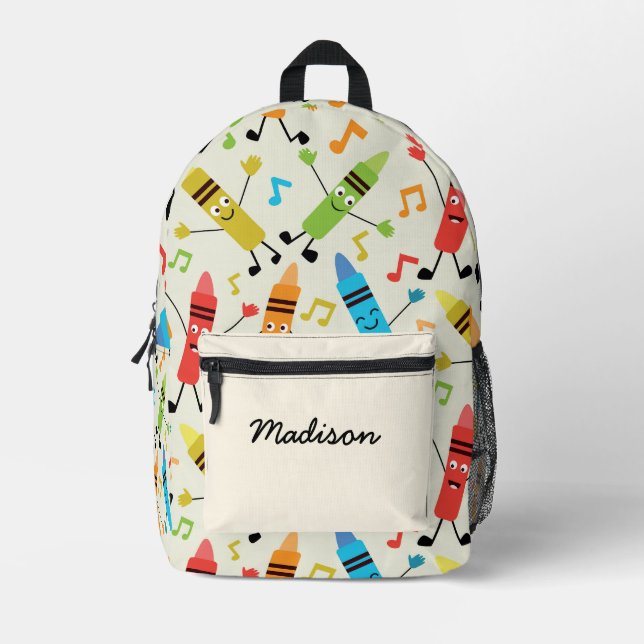 Funny Dancing Crayons With Music Notes Custom  Printed Backpack (Front)