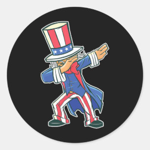 Funny Dancing Dabbing Uncle Sam 4th Of July Boys G Classic Round Sticker