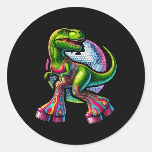 Funny Dancing Dinosaur  Classic Round Sticker