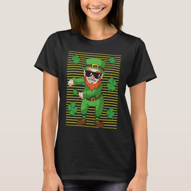 Funny Dancing Leprechaun St Patricks Day Lucky Dab T-Shirt (Front)