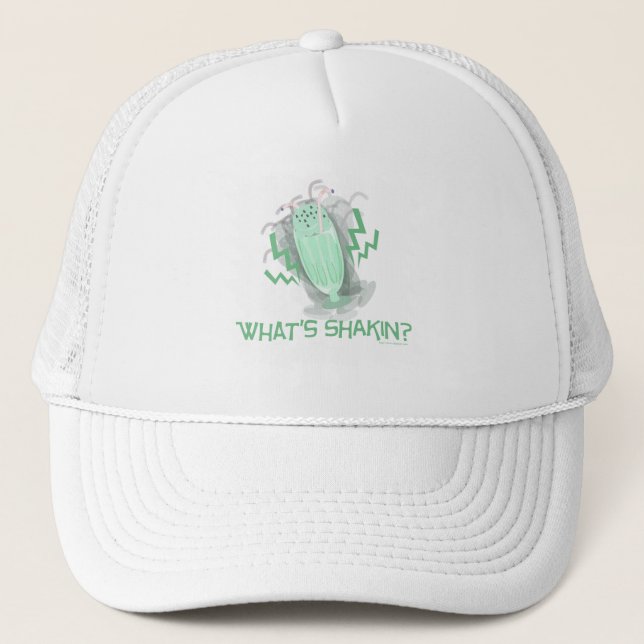 Funny Dancing Milkshake Cartoon Slogan  Trucker Hat (Front)