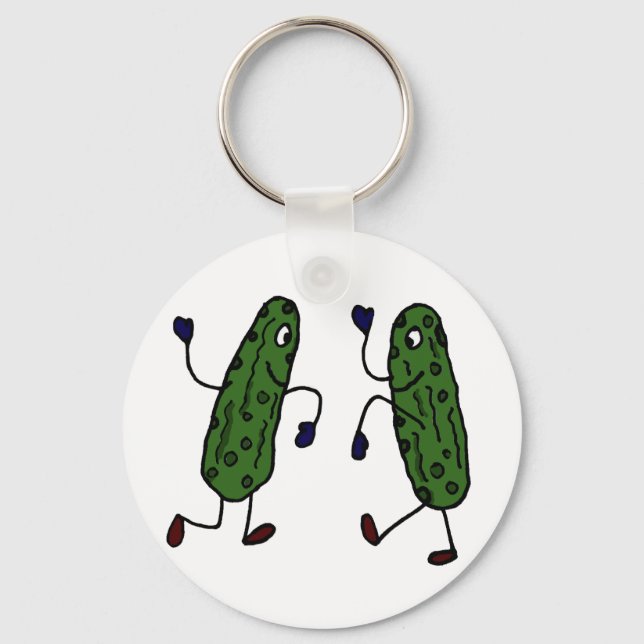 Funny Dancing Pickles Art Keychain (Front)