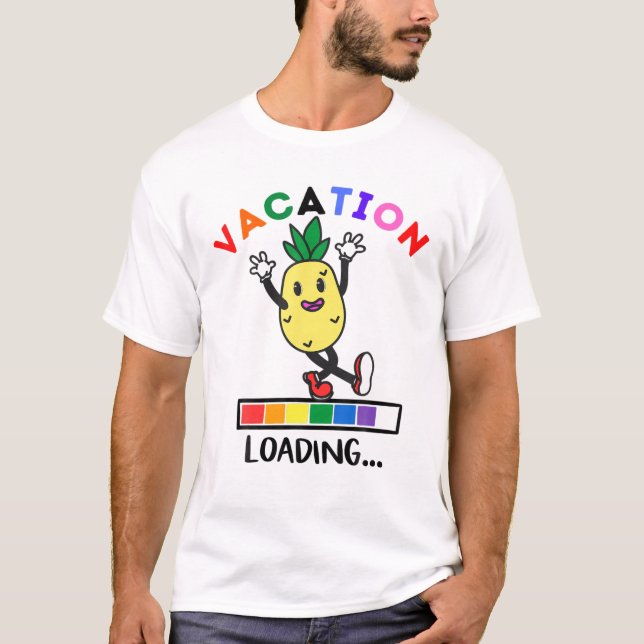 Funny Dancing Pineapple Vacation Loading Pineapple T-Shirt (Front)
