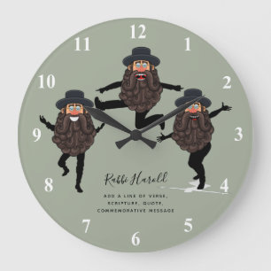 FUNNY Dancing RABBI Personalized with Text Large Clock
