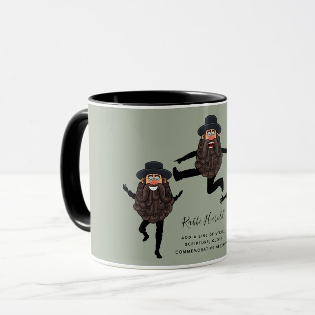 FUNNY Dancing RABBI Personalized with Text Mug (Front Left)
