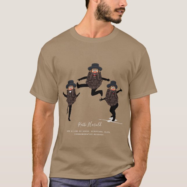 FUNNY Dancing RABBI Personalized with Text T-Shirt (Front)