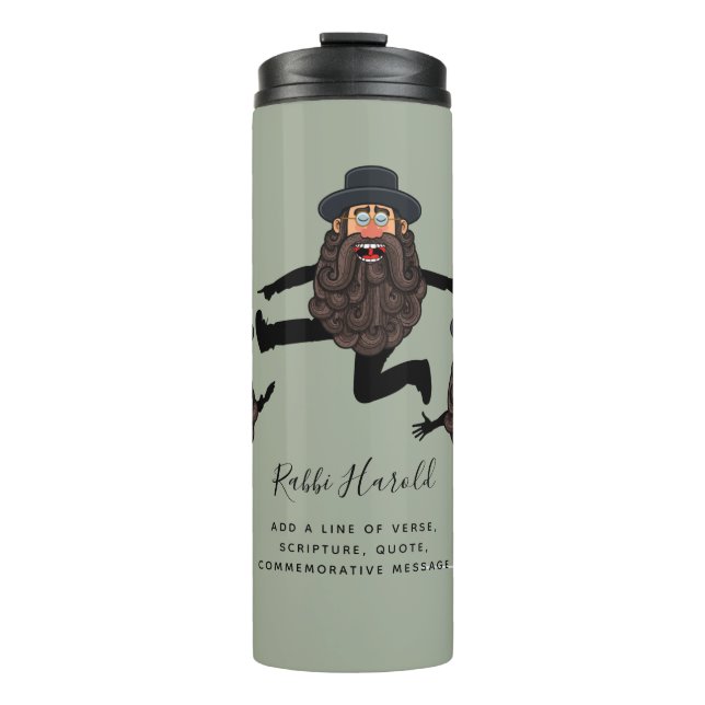 FUNNY Dancing RABBI Personalized with Text Thermal Tumbler (Front)