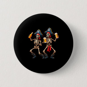 Funny Dancing Rate Skeletons Beer Drinking Hallowe 2 Inch Round Button