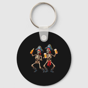 Funny Dancing Rate Skeletons Beer Drinking Hallowe Keychain