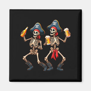 Funny Dancing Rate Skeletons Beer Drinking Hallowe Magnet