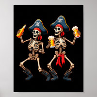 Funny Dancing Rate Skeletons Beer Drinking Hallowe