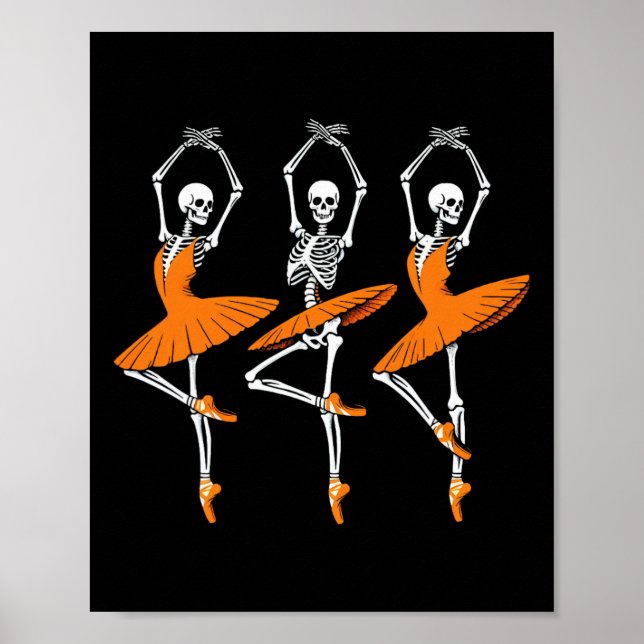 Funny Dancing Skeleton Ballerina Women's Girl's  Poster (Front)