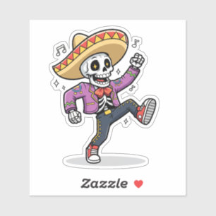 Funny Dancing Skeleton Custom-Cut Vinyl Sticker