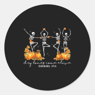 Funny Dancing Skeleton Dry Bones Come Alive Hallow Classic Round Sticker