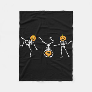 Funny Dancing Skeleton Halloween Pumpkin Skeletons Fleece Blanket