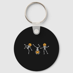 Funny Dancing Skeleton Halloween Pumpkin Skeletons Keychain