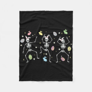 Funny Dancing Skeletons Cute Easter Happy Easter D Fleece Blanket