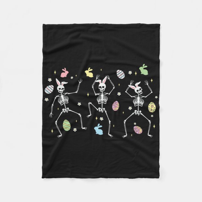 Funny Dancing Skeletons Cute Easter Happy Easter D Fleece Blanket (Front)