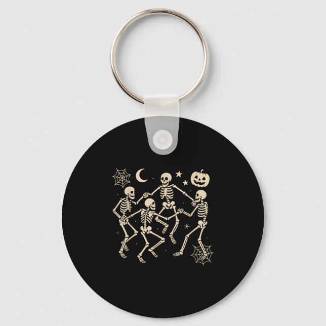 Funny Dancing Skeletons Dance Halloween Costume Ad Keychain (Front)