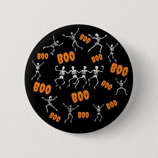 Funny Dancing Skeletons Halloween 2 Inch Round Button (Front)