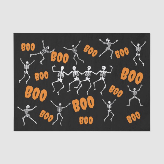 Funny Dancing Skeletons Halloween Tissue Paper (Front)